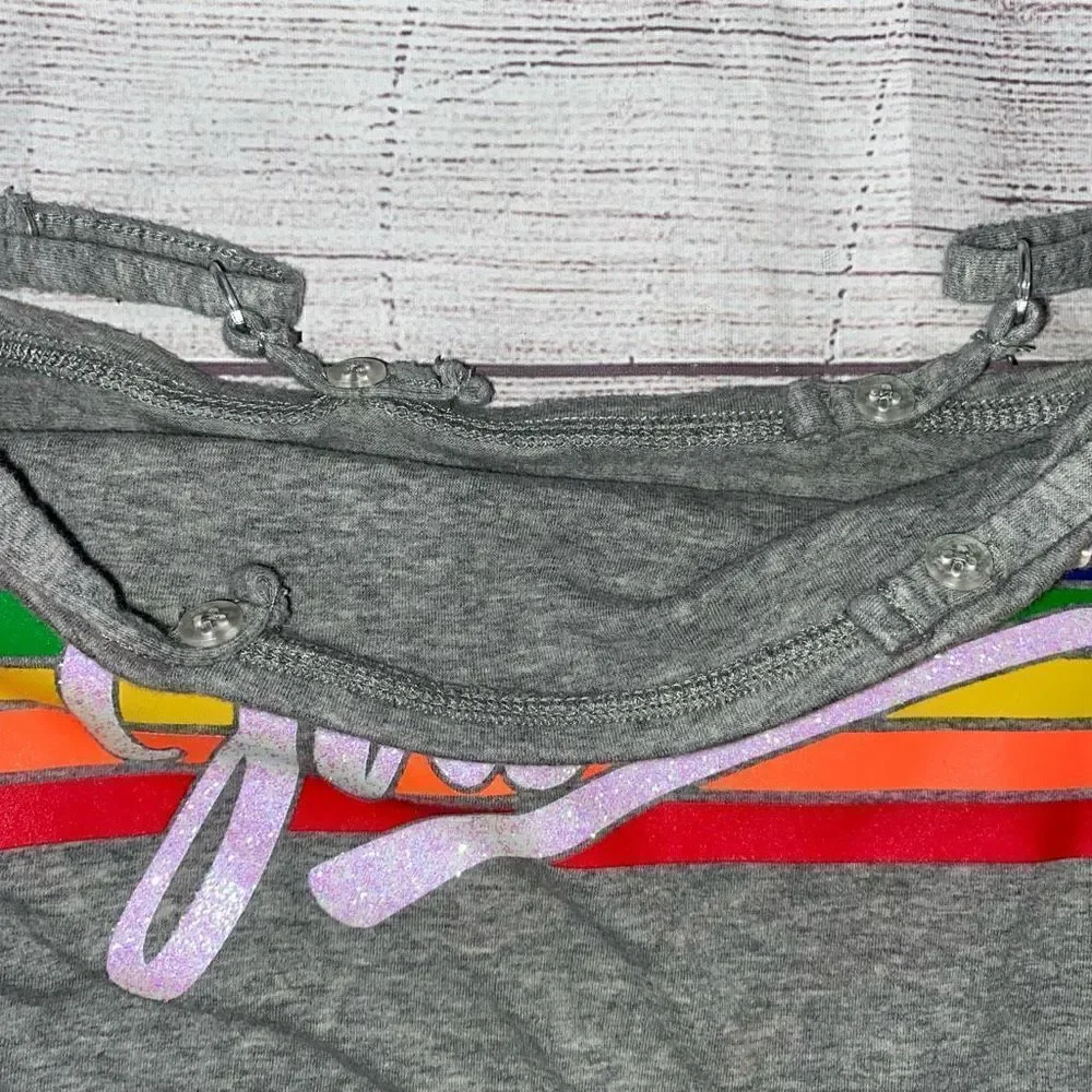 Justice rainbow graphic print fitted tank w/adjustable straps grey sz 8 girls